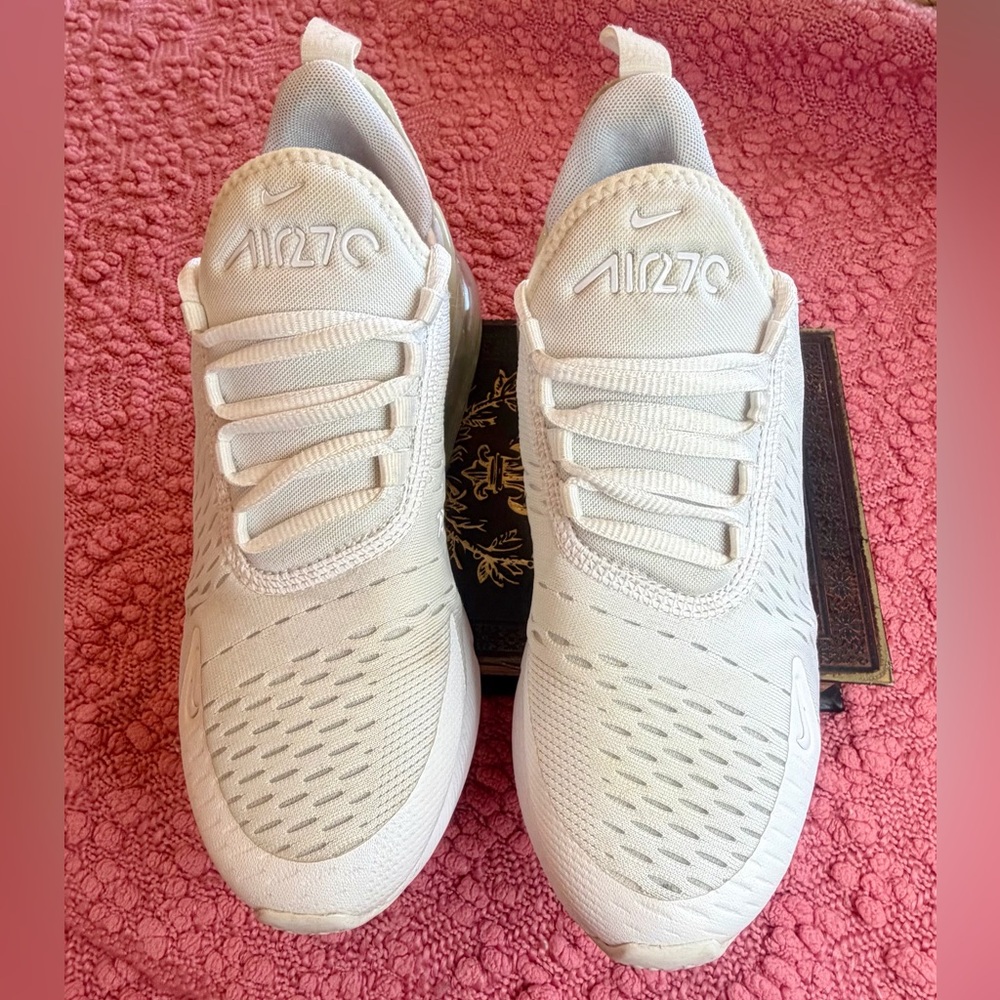 Nike Air Max 270 Triple White Athletic Shoes Size 5.5Y